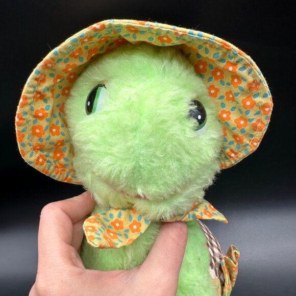 Vintage Knickerbocker Turtle 1970s Stuffed Animal Patchwork Shell Green READ - Picture 5 of 10